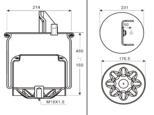 TRS-220SCNのトラックのためのゴム製転がり丸い突出部の空気ばねの懸濁液ばね